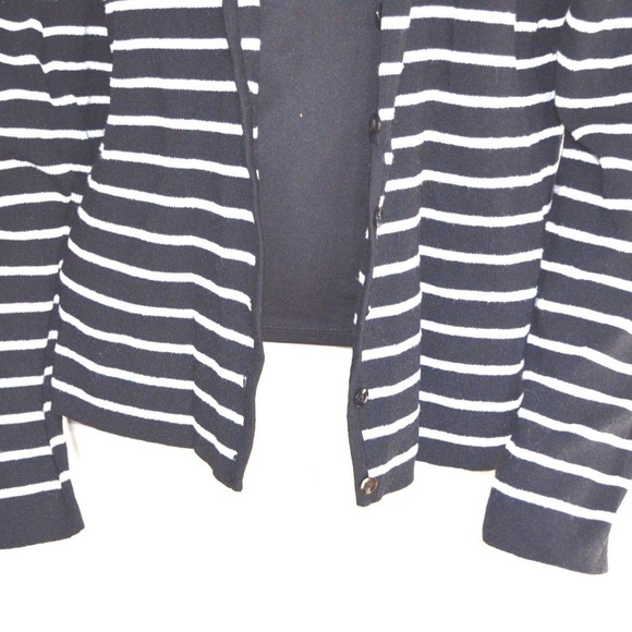 Fred David button‎ front black cardigan sz L stripe - Picture 3 of 4